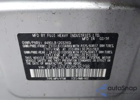 2016 Subaru Forester 2.5I Premium z USA, uszkodzony, nr VIN JF2SJADC4GH536298